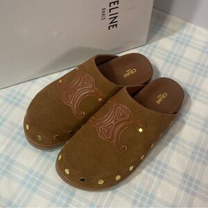 Celine Brown Suede Slip-On Mules SZ38